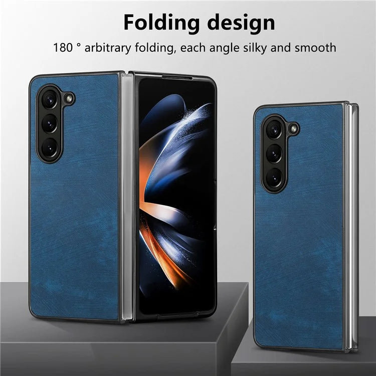 For Samsung Galaxy Z Fold6 5G Case Retro PU Leather Coated PC Folding Phone Cover