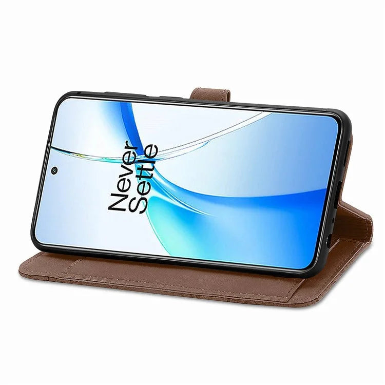 For OnePlus Nord CE4 5G Wallet Case Zipper Folio Leather Phone Cover Imprinted Floral