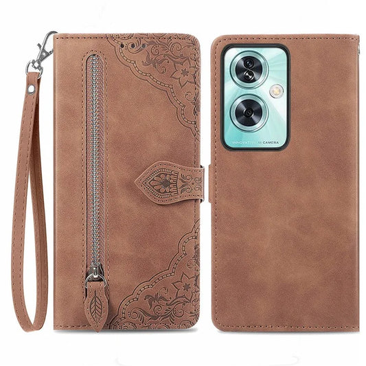 For OnePlus Nord N30 SE 5G Case Leather Floral Phone Cover Zipper Cash Pocket