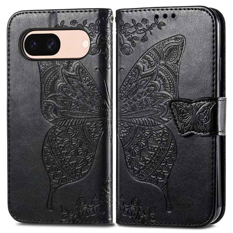 For Google Pixel 8a Case Butterfly Leather Wallet Stand Phone Cover