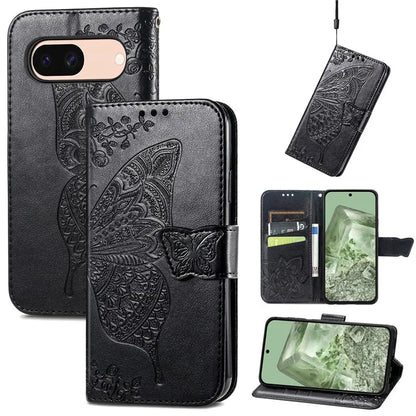 For Google Pixel 8a Case Butterfly Leather Wallet Stand Phone Cover