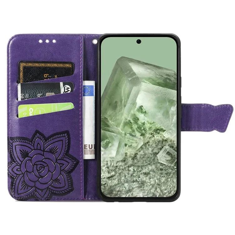 For Google Pixel 8a Case Butterfly Leather Wallet Stand Phone Cover