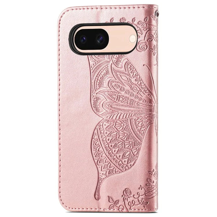 For Google Pixel 8a Case Butterfly Leather Wallet Stand Phone Cover