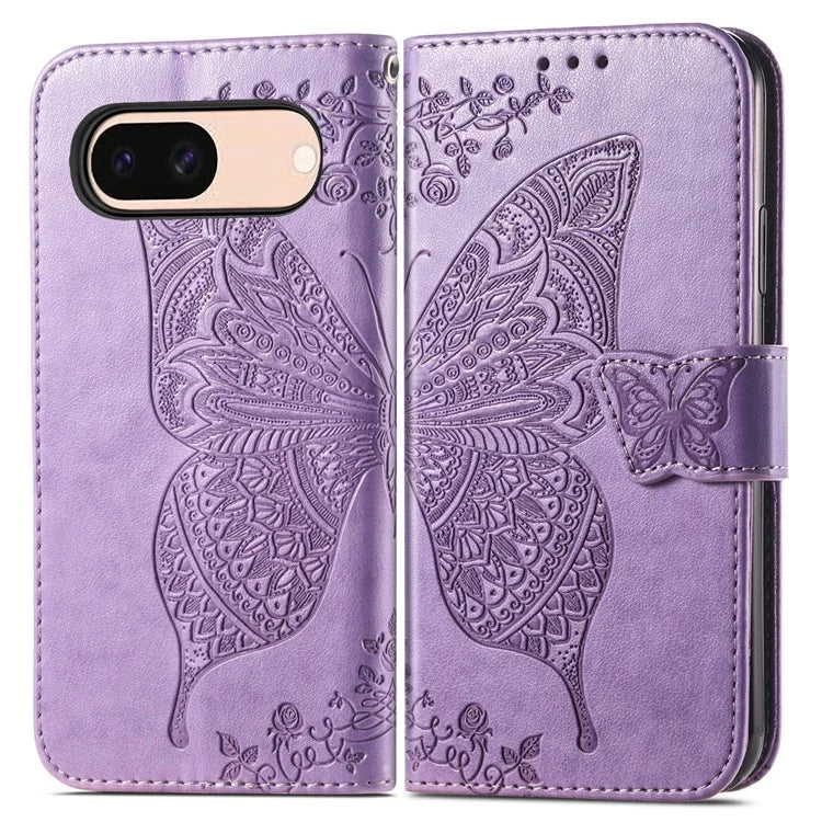For Google Pixel 8a Case Butterfly Leather Wallet Stand Phone Cover