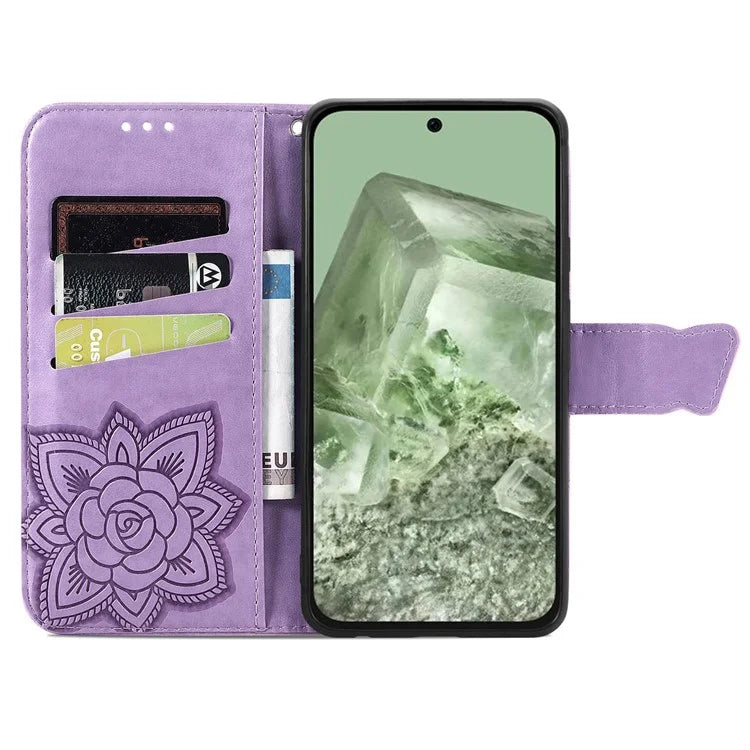 For Google Pixel 8a Case Butterfly Leather Wallet Stand Phone Cover
