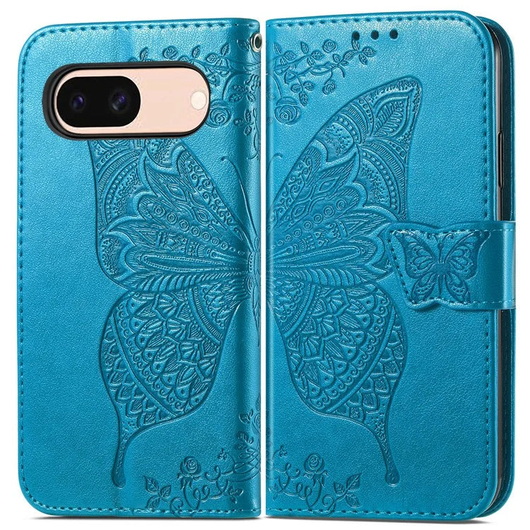 For Google Pixel 8a Case Butterfly Leather Wallet Stand Phone Cover