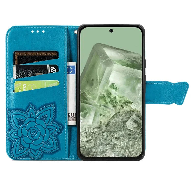 For Google Pixel 8a Case Butterfly Leather Wallet Stand Phone Cover