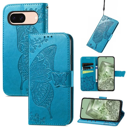 For Google Pixel 8a Case Butterfly Leather Wallet Stand Phone Cover