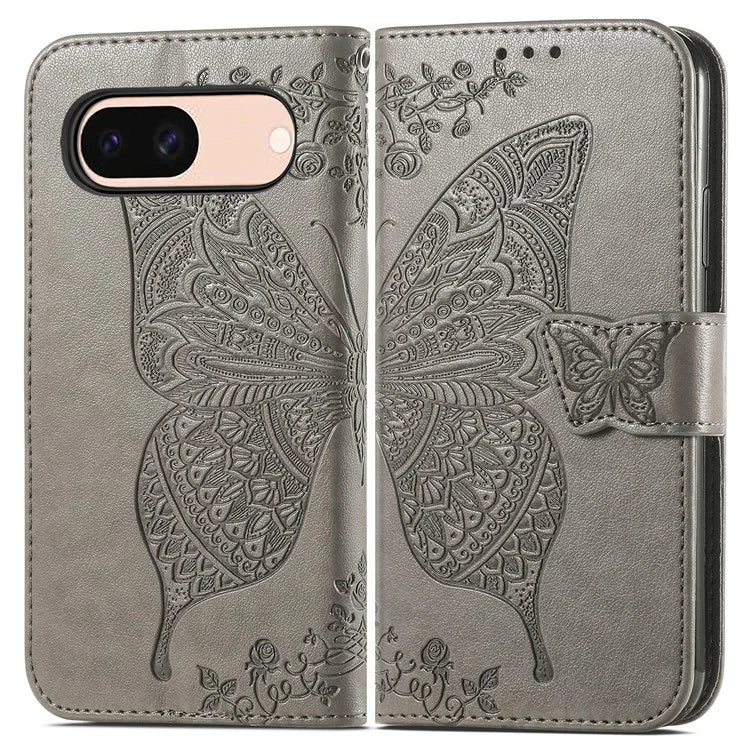 For Google Pixel 8a Case Butterfly Leather Wallet Stand Phone Cover