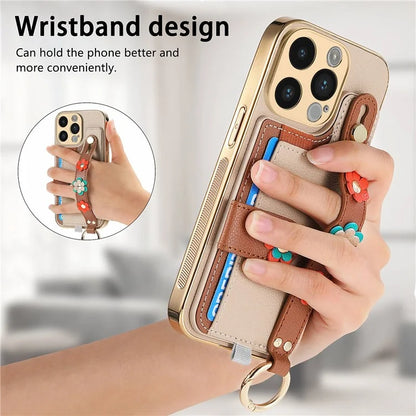 W2 For iPhone 14 Pro Max Case Kickstand Leather Back Protective Cover 3D Flower