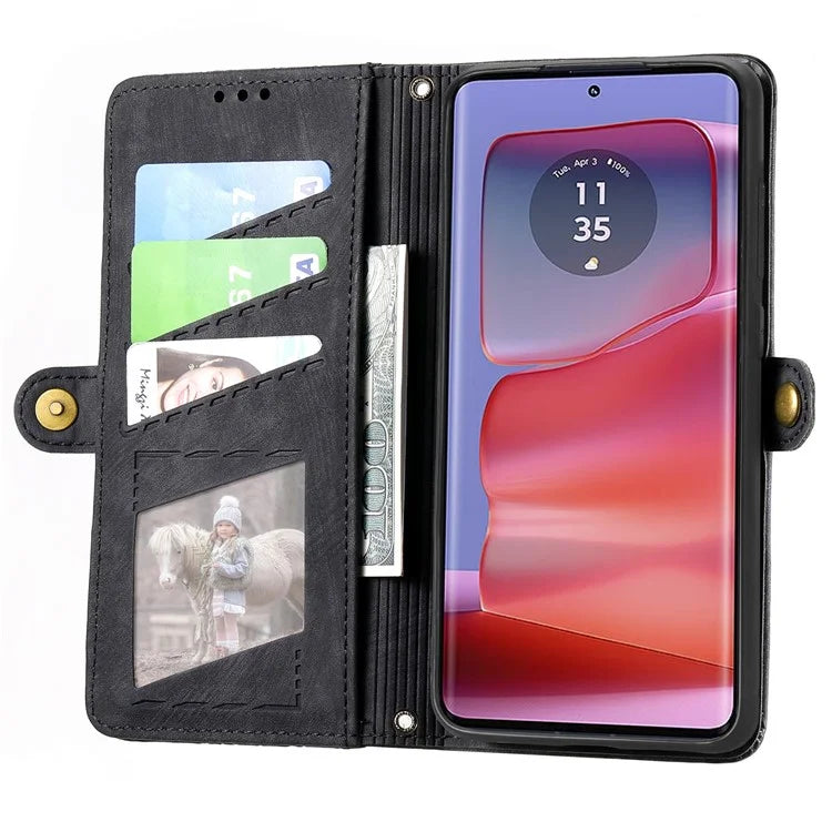 For Motorola Edge 50 Ultra 5G / Moto X50 Ultra 5G Case Zipper Wallet PU Leather Geometry Phone Cover