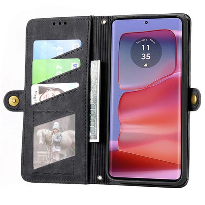 For Motorola Edge 50 Ultra 5G / Moto X50 Ultra 5G Case Zipper Wallet PU Leather Geometry Phone Cover