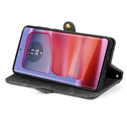 For Motorola Edge 50 Ultra 5G / Moto X50 Ultra 5G Case Zipper Wallet PU Leather Geometry Phone Cover