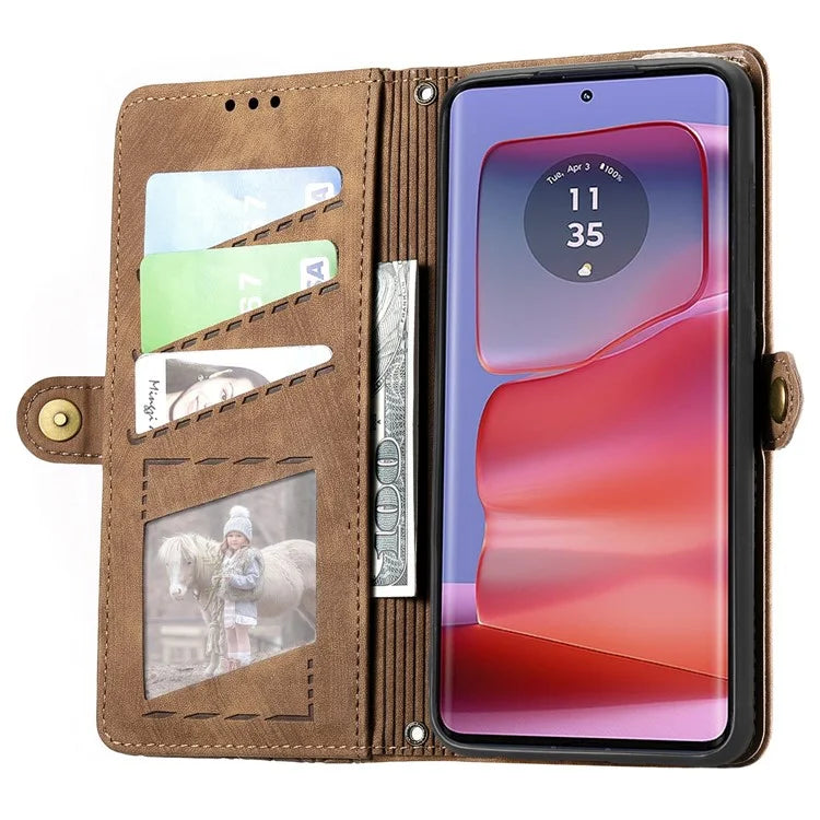 For Motorola Edge 50 Ultra 5G / Moto X50 Ultra 5G Case Zipper Wallet PU Leather Geometry Phone Cover
