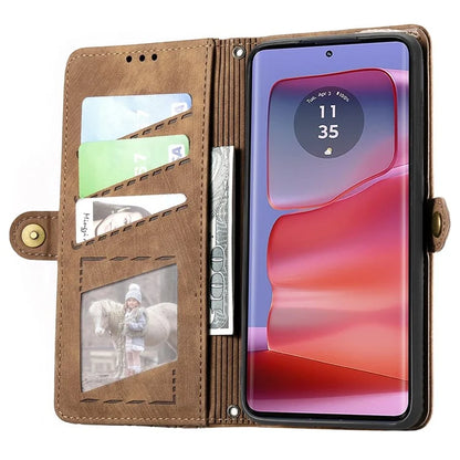 For Motorola Edge 50 Ultra 5G / Moto X50 Ultra 5G Case Zipper Wallet PU Leather Geometry Phone Cover