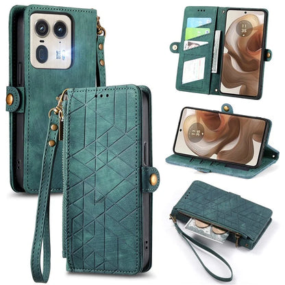 For Motorola Edge 50 Ultra 5G / Moto X50 Ultra 5G Case Zipper Wallet PU Leather Geometry Phone Cover