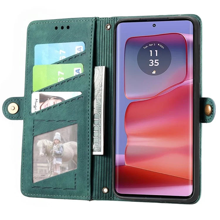 For Motorola Edge 50 Ultra 5G / Moto X50 Ultra 5G Case Zipper Wallet PU Leather Geometry Phone Cover