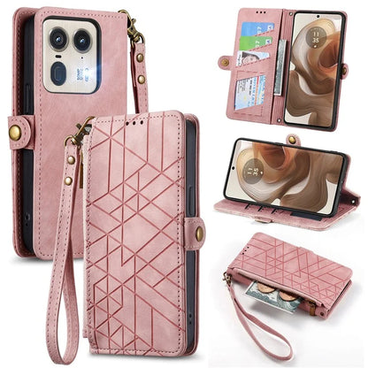 For Motorola Edge 50 Ultra 5G / Moto X50 Ultra 5G Case Zipper Wallet PU Leather Geometry Phone Cover