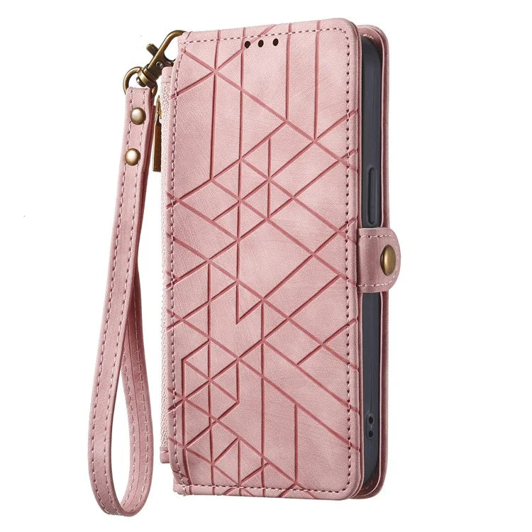 For Motorola Edge 50 Ultra 5G / Moto X50 Ultra 5G Case Zipper Wallet PU Leather Geometry Phone Cover