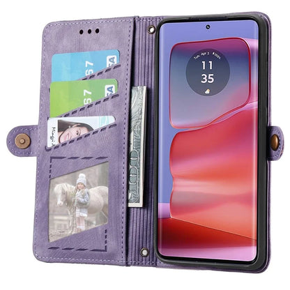For Motorola Edge 50 Ultra 5G / Moto X50 Ultra 5G Case Zipper Wallet PU Leather Geometry Phone Cover