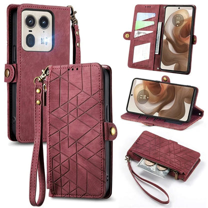 For Motorola Edge 50 Ultra 5G / Moto X50 Ultra 5G Case Zipper Wallet PU Leather Geometry Phone Cover