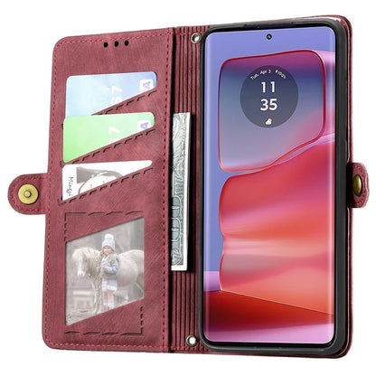 For Motorola Edge 50 Ultra 5G / Moto X50 Ultra 5G Case Zipper Wallet PU Leather Geometry Phone Cover