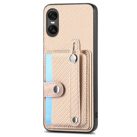 C1-01 For Sony Xperia 10 VI Case Card Holder Wristband Leather Coated Phone Cover