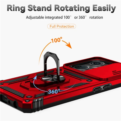 For OnePlus Nord CE3 5G Case Ring Kickstand PC+TPU Phone Protector with Slide Camera Cover