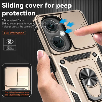 For OnePlus Nord CE3 5G Case Ring Kickstand PC+TPU Phone Protector with Slide Camera Cover