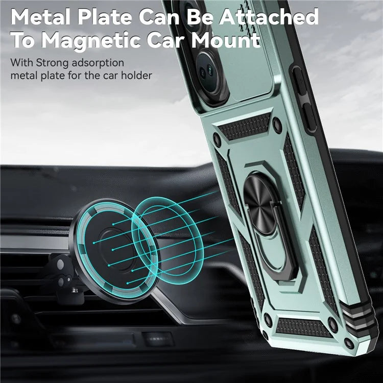 For OnePlus Nord CE3 5G Case Ring Kickstand PC+TPU Phone Protector with Slide Camera Cover