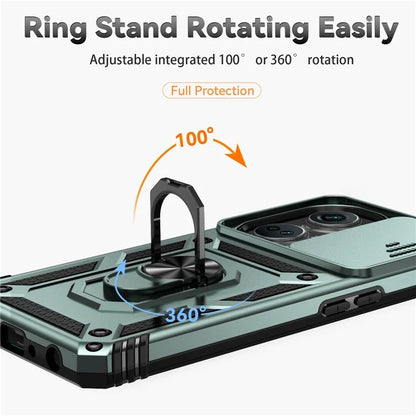 For OnePlus Nord CE3 5G Case Ring Kickstand PC+TPU Phone Protector with Slide Camera Cover