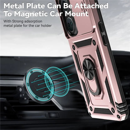 For OnePlus Nord CE3 5G Case Ring Kickstand PC+TPU Phone Protector with Slide Camera Cover