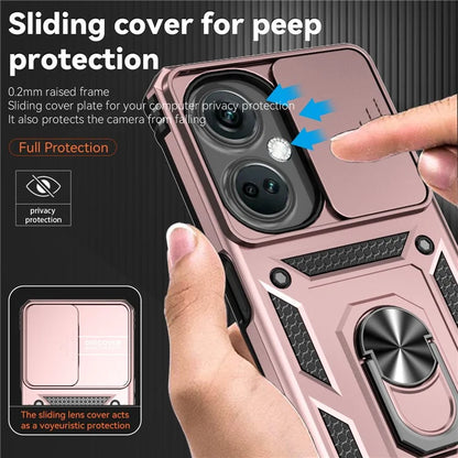 For OnePlus Nord CE3 5G Case Ring Kickstand PC+TPU Phone Protector with Slide Camera Cover