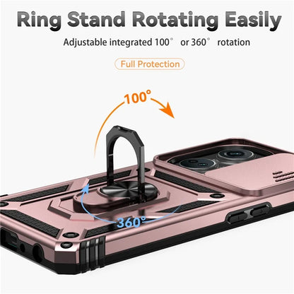 For OnePlus Nord CE3 5G Case Ring Kickstand PC+TPU Phone Protector with Slide Camera Cover