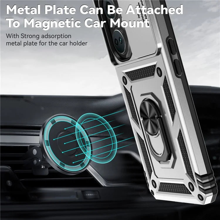 For OnePlus Nord CE3 5G Case Ring Kickstand PC+TPU Phone Protector with Slide Camera Cover