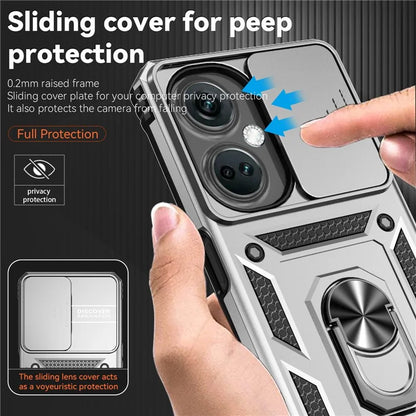 For OnePlus Nord CE3 5G Case Ring Kickstand PC+TPU Phone Protector with Slide Camera Cover