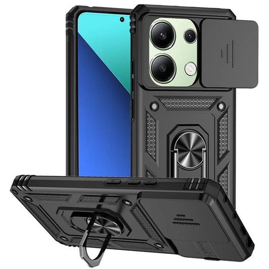 For Xiaomi Redmi Note 13 4G Case Military Grade Kickstand PC TPU Phone Cover Lens Privacy Protection