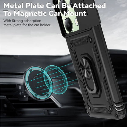 For Xiaomi Redmi Note 13 4G Case Military Grade Kickstand PC TPU Phone Cover Lens Privacy Protection