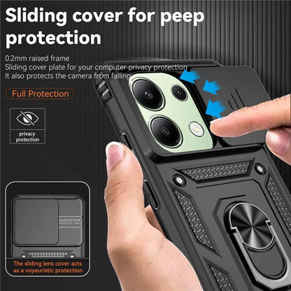 For Xiaomi Redmi Note 13 4G Case Military Grade Kickstand PC TPU Phone Cover Lens Privacy Protection