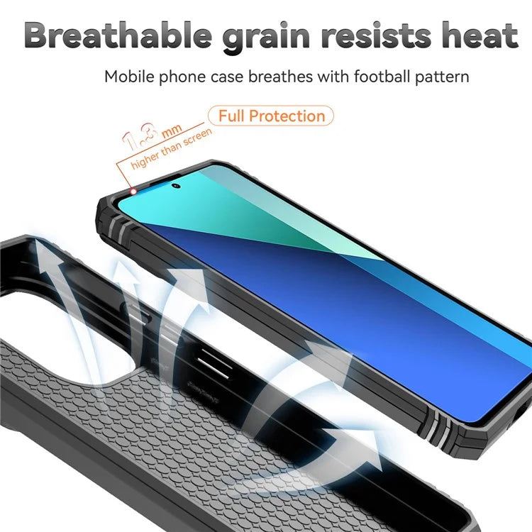 For Xiaomi Redmi Note 13 4G Case Military Grade Kickstand PC TPU Phone Cover Lens Privacy Protection