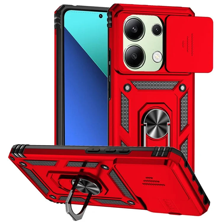 For Xiaomi Redmi Note 13 4G Case Military Grade Kickstand PC TPU Phone Cover Lens Privacy Protection