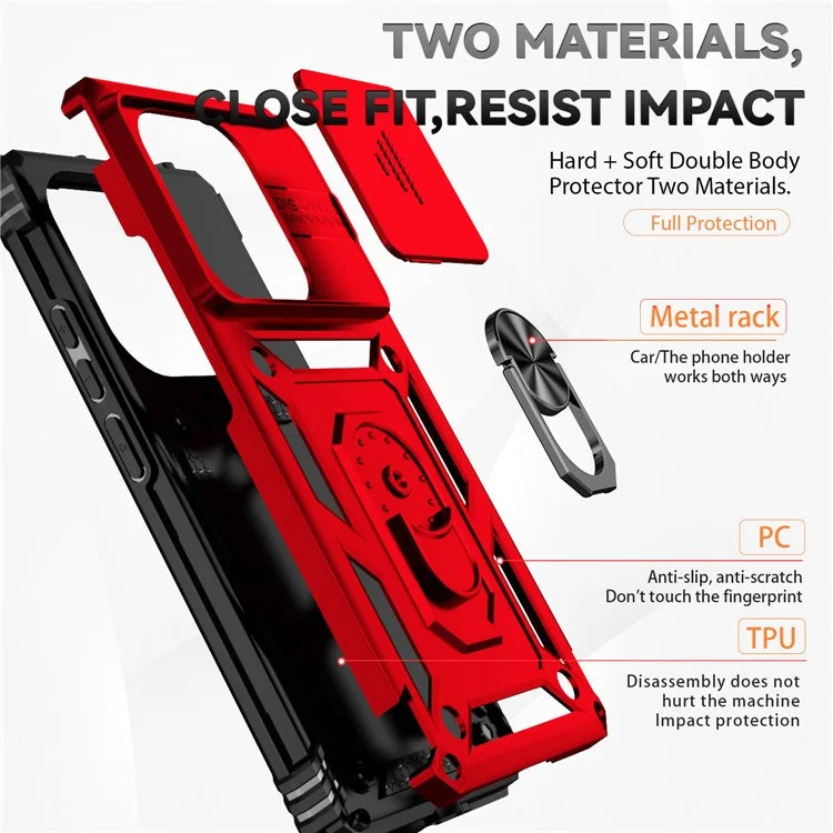 For Xiaomi Redmi Note 13 4G Case Military Grade Kickstand PC TPU Phone Cover Lens Privacy Protection