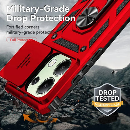 For Xiaomi Redmi Note 13 4G Case Military Grade Kickstand PC TPU Phone Cover Lens Privacy Protection