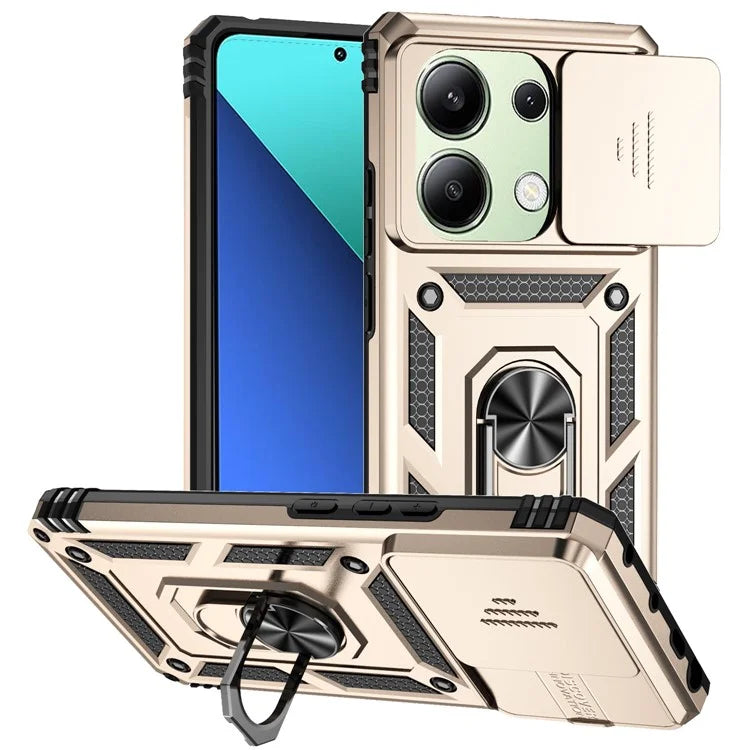 For Xiaomi Redmi Note 13 4G Case Military Grade Kickstand PC TPU Phone Cover Lens Privacy Protection