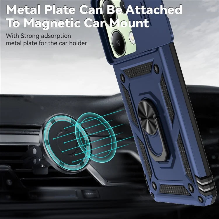 For Xiaomi Redmi Note 13 4G Case Military Grade Kickstand PC TPU Phone Cover Lens Privacy Protection