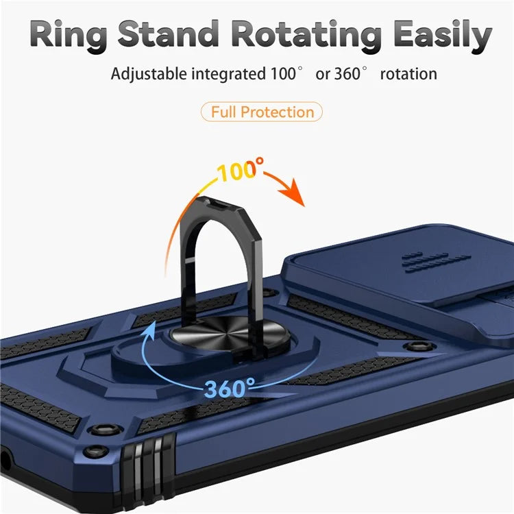 For Xiaomi Redmi Note 13 4G Case Military Grade Kickstand PC TPU Phone Cover Lens Privacy Protection