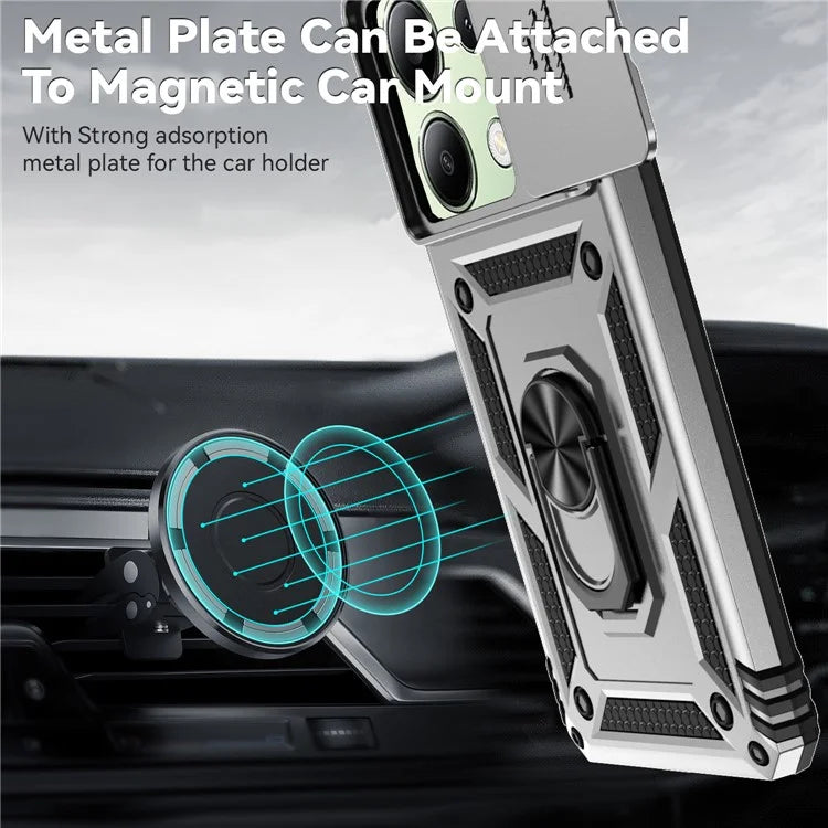 For Xiaomi Redmi Note 13 4G Case Military Grade Kickstand PC TPU Phone Cover Lens Privacy Protection