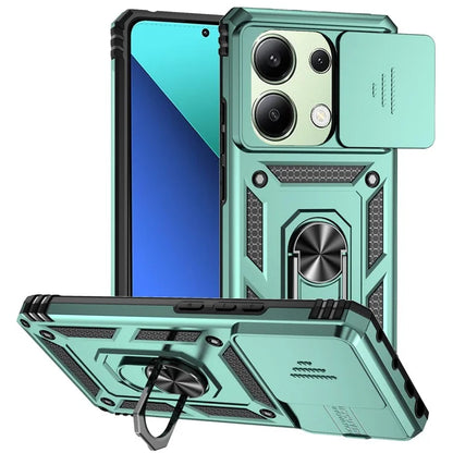 For Xiaomi Redmi Note 13 4G Case Military Grade Kickstand PC TPU Phone Cover Lens Privacy Protection