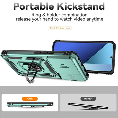 For Xiaomi Redmi Note 13 4G Case Military Grade Kickstand PC TPU Phone Cover Lens Privacy Protection