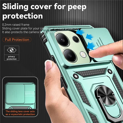 For Xiaomi Redmi Note 13 4G Case Military Grade Kickstand PC TPU Phone Cover Lens Privacy Protection